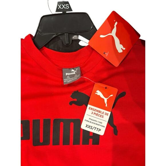 PUMA Kids' Tech Fleece Jogger Set 3-Piece, Grey/Black/Red Size XXS - Picture 5 of 5